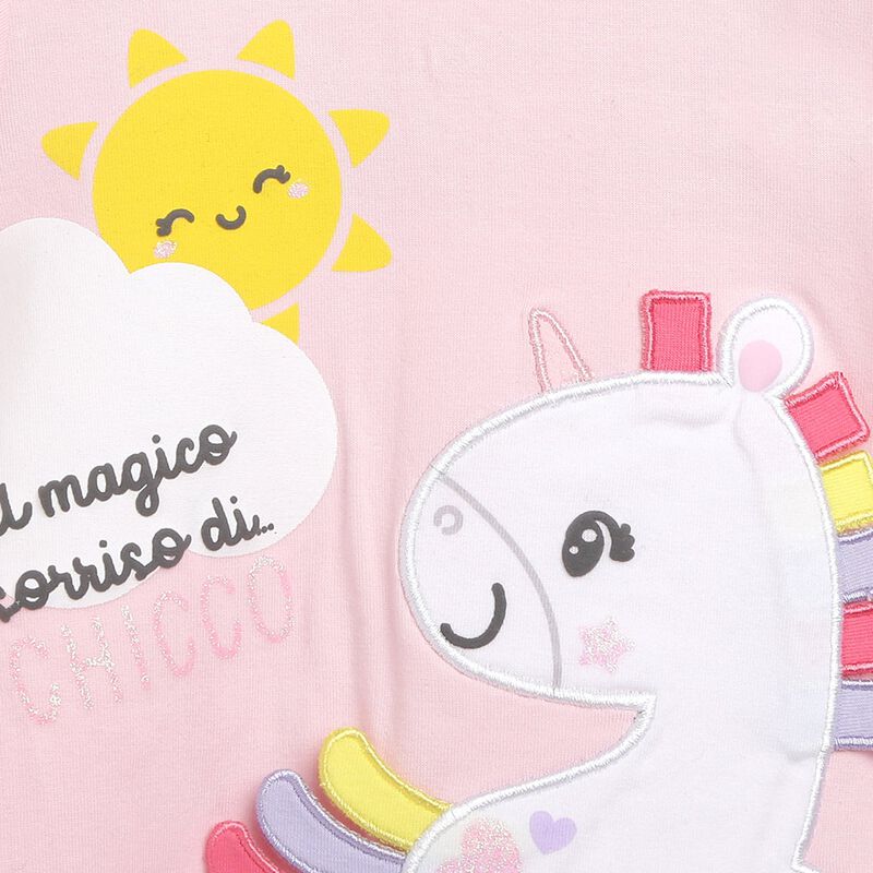 Girls Light Pink Printed Short Sleeve Romper image number null
